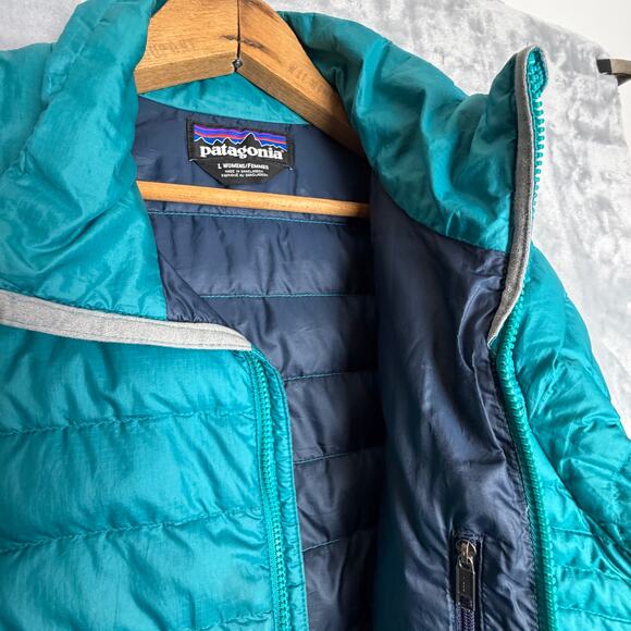 Patagonia Women’s Down Sweater Jacket L Teal Goose Down Puffer Coat - Picture 3 of 7